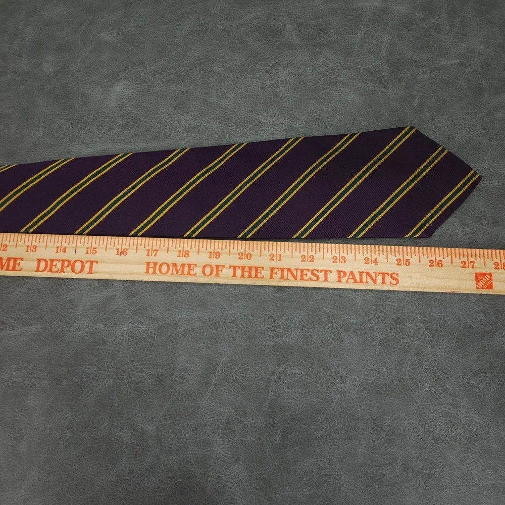 Polo Ralph Lauren Tie Mens Silk Purple Green Gold Regimental Stripe USA Necktie